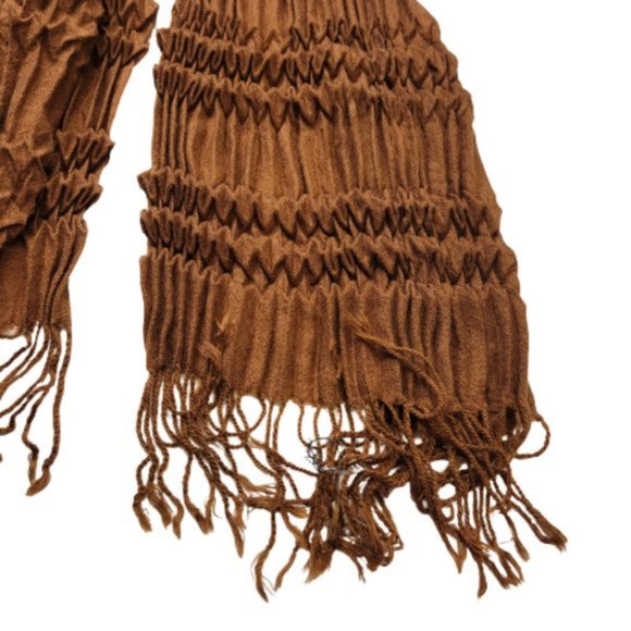 Brown Scarf Accordion StyleScarf Long Scarf- NEW - Picture 2 of 5